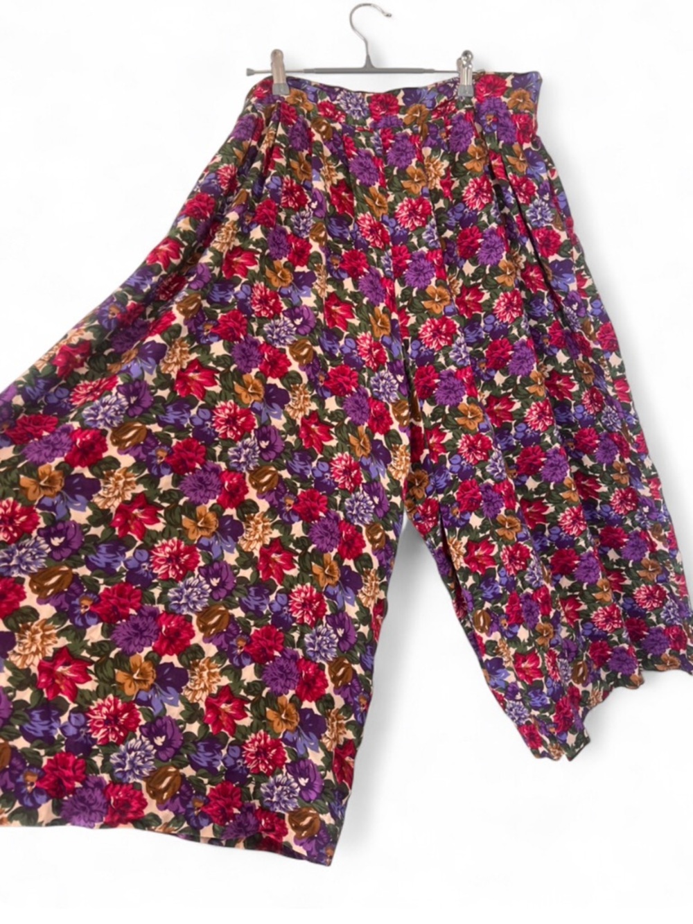 Floral Wide Leg Cropped Pants - Multicolor size 14 with Pockets